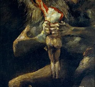 Francisco Goya's Saturn Devouring His Son (1819-1823), via Wikipedia. SORRY I KNOW ITS GROSS